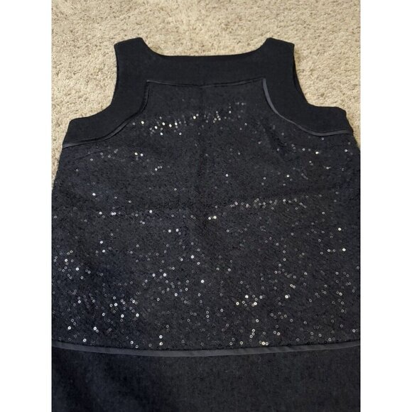 Ann Taylor LOFT Black Sheath Dress Sleeveless Sequin Lined Wool Blend Size 6 - Picture 8 of 10